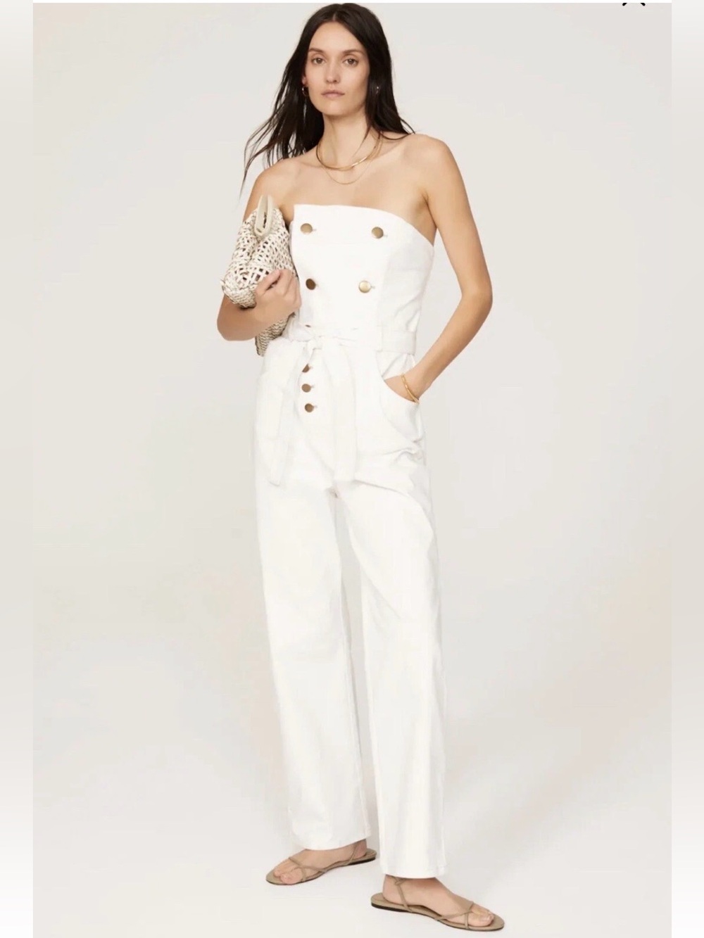 Marissa Webb White Strapless Crop Leg Jumpsuit
